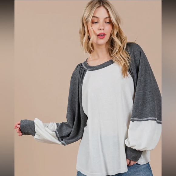 Color Block Contrast Knit Sweatshirt - Picture 3 of 6